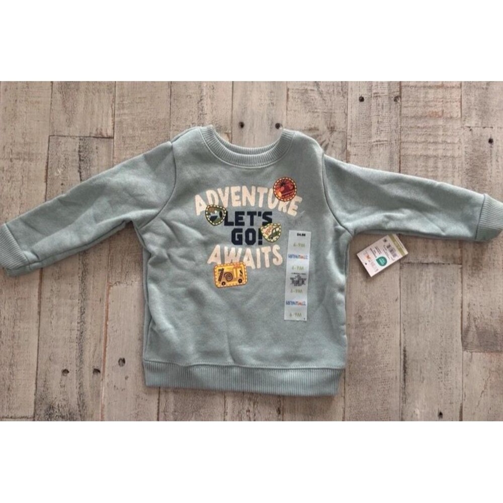 Garanimals Adventure Graphic Pullover Sweater Light Green 6-9 Months Unisex